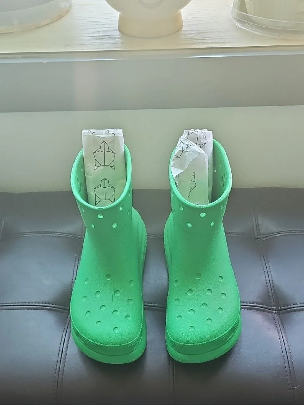 ●●CROCS GREEN RAIN BOOTS SIZE 7M/9W NWOT●●